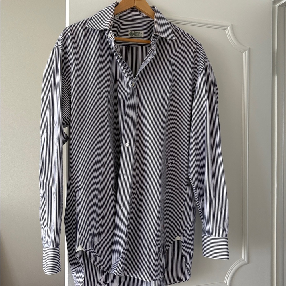 Bergdorf Goodman – Borrelli Men’s Striped Dress Shirt (Blue/ white)
